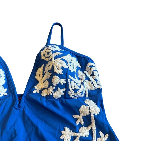 Amita Naithani One Piece Swimsuit Royal Blue Embroidered Size Small Women's - Picture 3 of 12